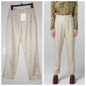 NWT Ellie Mae Studios Linen Silk Wool Keane Oatmeal Cream Pants Size 2